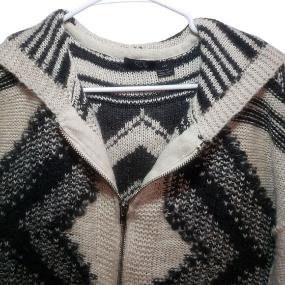RDI Oversized Aztec Fringe Cardigan Sz SP | Boho Hoodie Sweater Western Knitwear - Picture 4 of 7